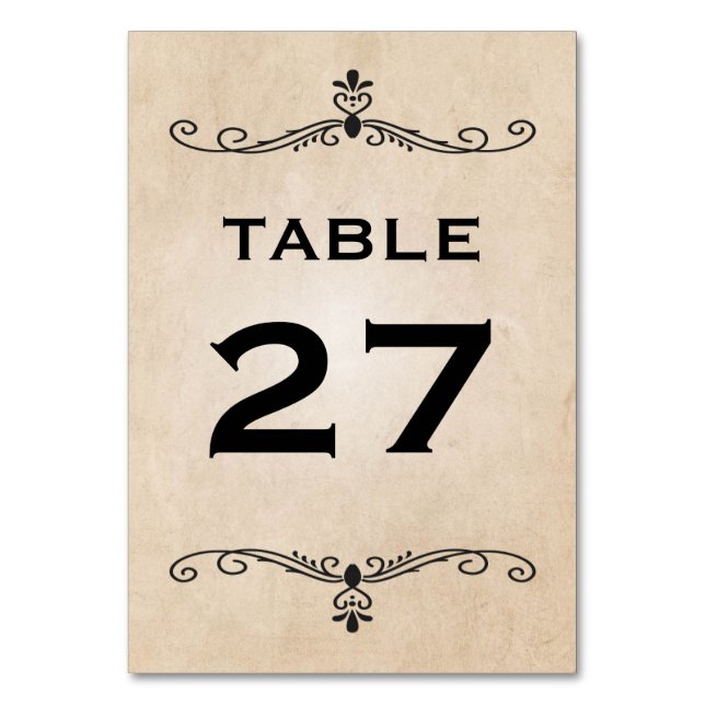 Tarjetas de número de tabla de cosecha de cosecha  (Reverso)