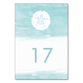 Tarjetas de número de tabla de dólar de arena acua