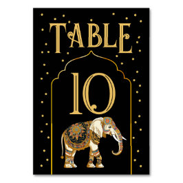 Tarjetas de número de tabla de Elephant Boda Indio