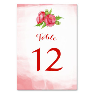 Tarjetas de número de tabla de flores de la amapol