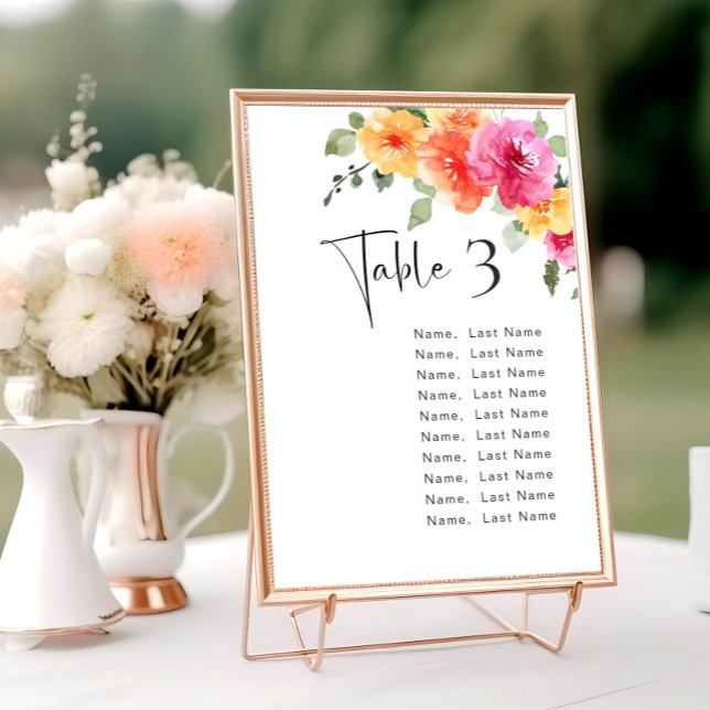 Tarjetas de número de tabla de flores rosadas bril (Subido por el creador)
