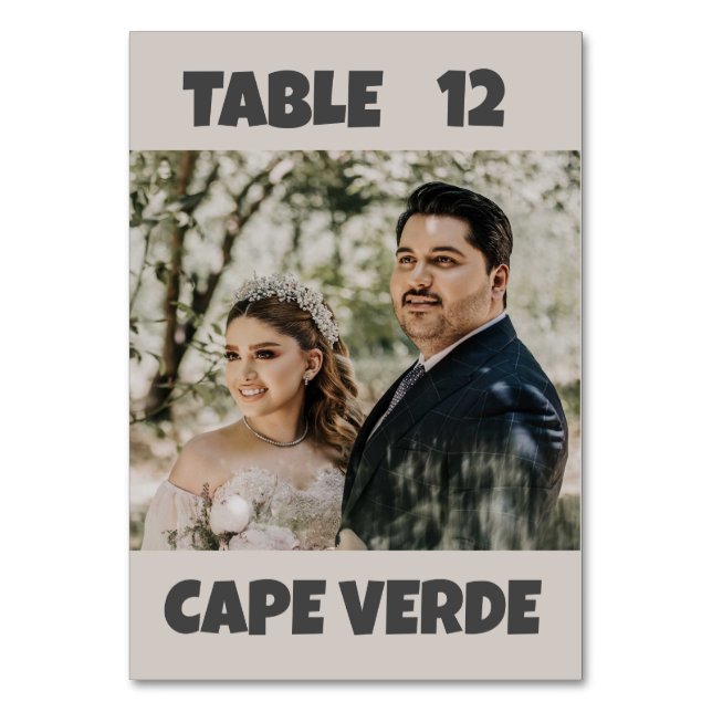 Tarjetas de número de tabla de fotos de boda (Anverso)