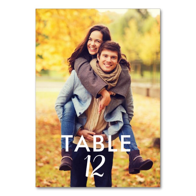 Tarjetas de número de tabla de fotos de boda | Pla (Anverso)
