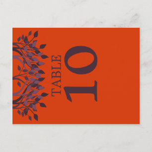 Tarjetas de número de tabla de hojas de ciruelas y