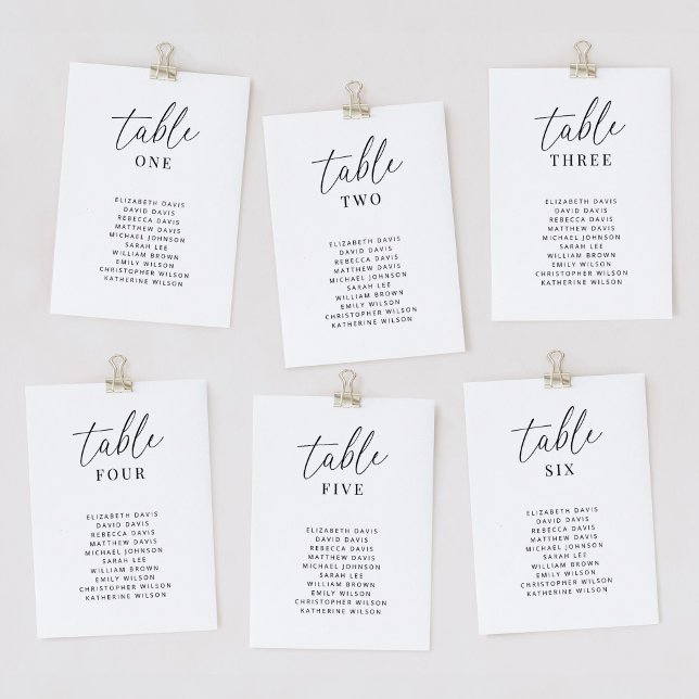 Tarjetas de número de tabla de la tabla de asiento (Subido por el creador)