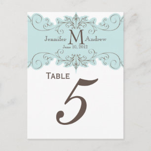Tarjetas de número de tabla de monograma de Blue S