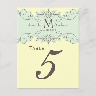 Tarjetas de número de tabla de monograma de remolq