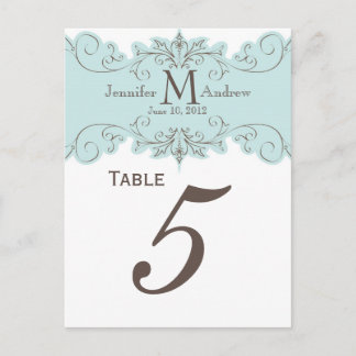 Tarjetas de número de tabla de monograma de remolq