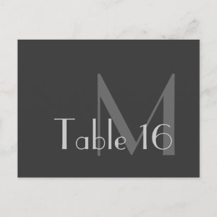 Tarjetas de número de tabla de monograma gris mode