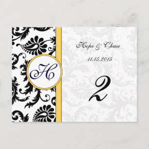 Tarjetas de número de tabla de muelles amarillo y