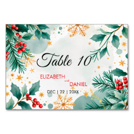 Tarjetas de número de tabla de Navidades de acuare