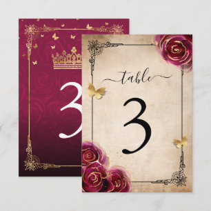 Tarjetas de número de tabla de Rosa de oro de ciru