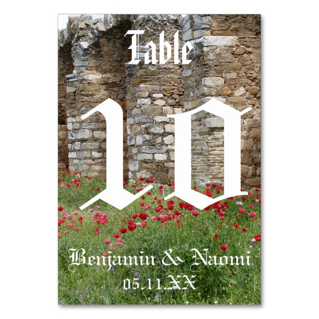 Tarjetas de número de tabla del Boda del castillo (Anverso)