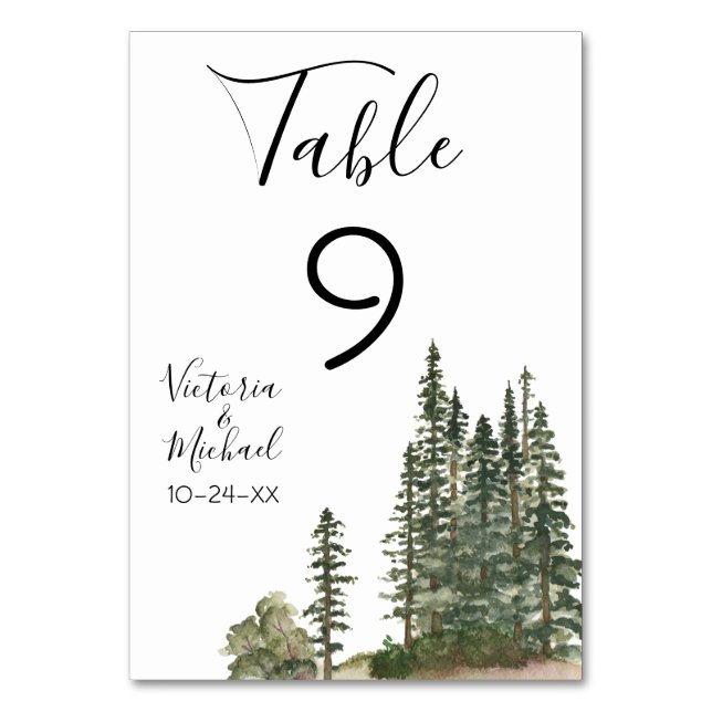 Tarjetas de número de tabla del Boda Woodland de c (Anverso)