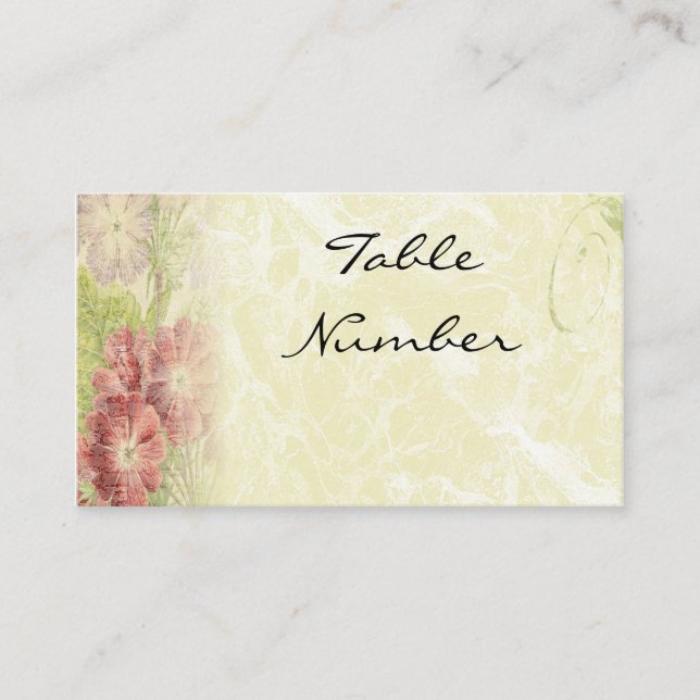 Tarjetas de número de tabla floral inspiradas en l (Anverso)