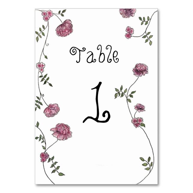 Tarjetas de número de tabla, florales (Anverso)
