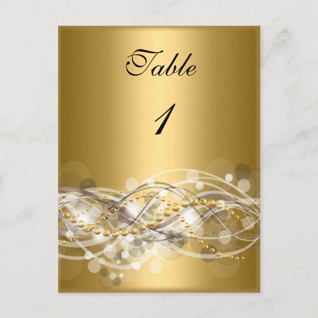 Tarjetas de número de tabla Gold blancas (Anverso)