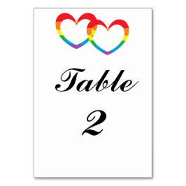 Tarjetas de número de tabla "Rainbow Double Hearts