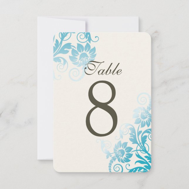 Tarjetas de número de tabla Verde azulada Ombre de (Anverso)