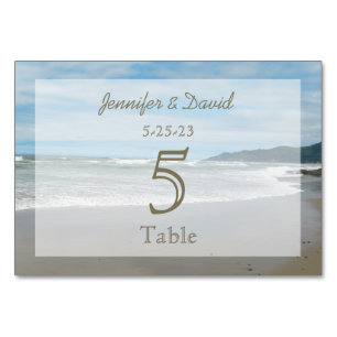 Tarjetas de números de Boda con temas de playa