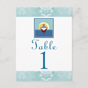 Tarjetas de números de la mesa azul del tema del F