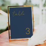 Tarjetas de números de la mesa de oro azul de la m<br><div class="desc">Diseño moderno y elegante impreso Delicate Minimalista Simple Navy Blue & Gold Table Number Cards que se pueden personalizar con tu texto y añadir cada número de tabla a tu carrito, uno por uno. Visita la tienda de Diseño de Arte Gráfico para ver otros productos que coincidan con este diseño....</div>