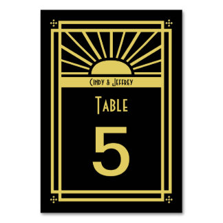 Tarjetas de números de la mesa de sol Art Deco