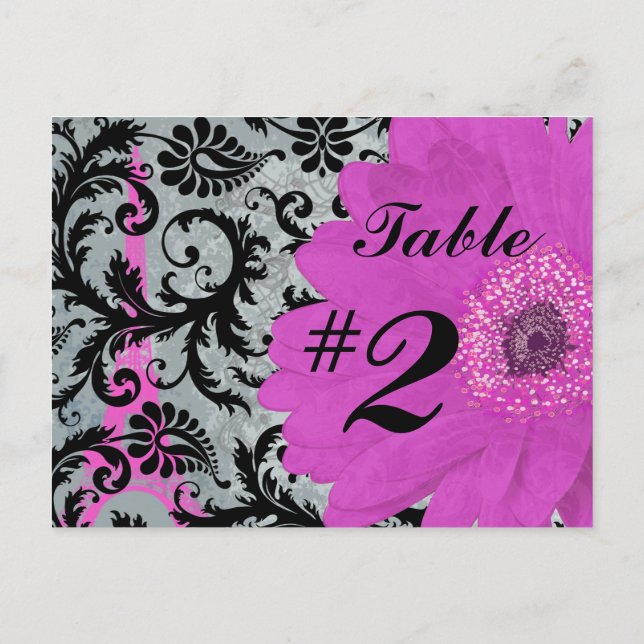 Tarjetas de números de la mesa Eiffel Tower Gerber (Reverso)