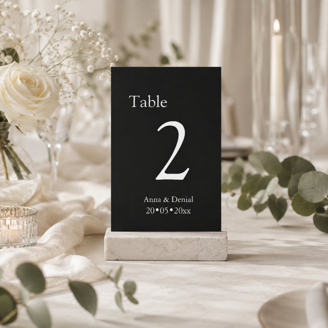 Tarjetas de números de mesa de boda en blanco y ne (Subido por el creador)