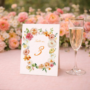 Tarjetas de números de mesa de boda floral Ranuncu