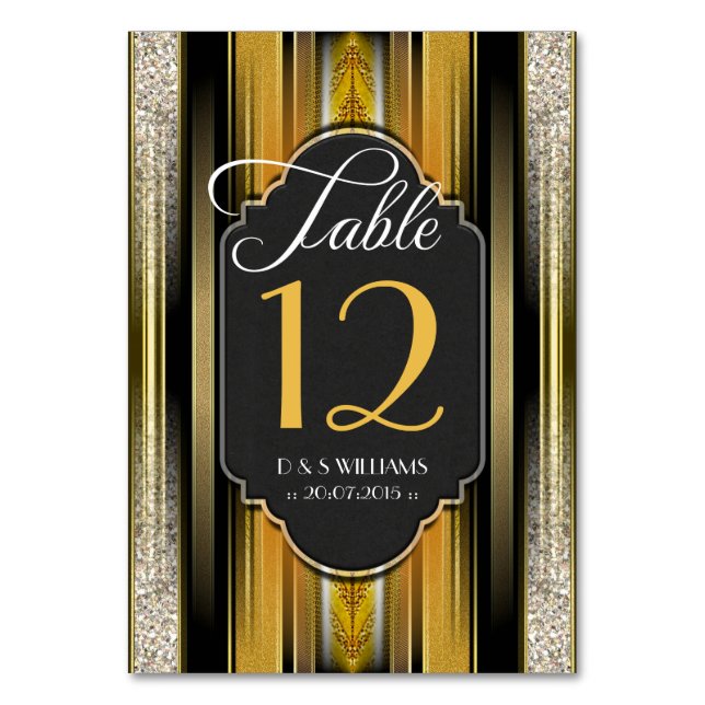 Tarjetas de números de mesa de Boda real Art Deco (Anverso)