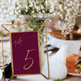 Tarjetas de números de mesa del boda real burgundy