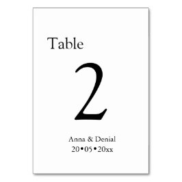 Tarjetas de números de mesa para boda en blanco y 