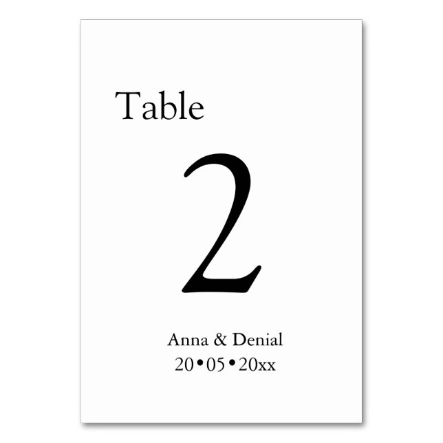 Tarjetas de números de mesa para boda en blanco y  (Anverso)
