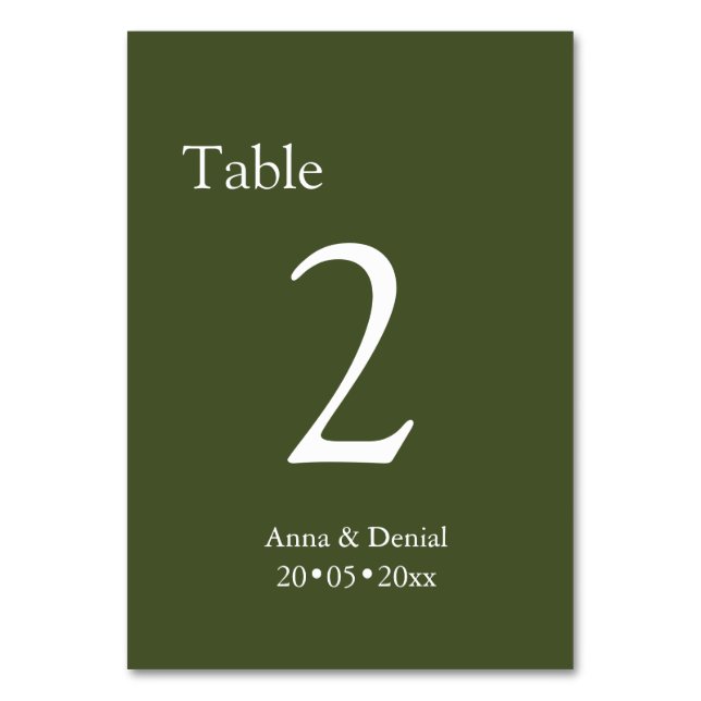 Tarjetas de números de mesa taupe pálido (Anverso)
