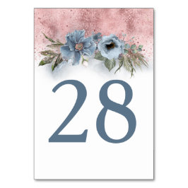 Tarjetas de números de tabla azul Rosa y dorado