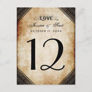Tarjetas de números de tabla de amor gótico de Hal