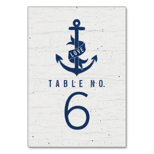 Tarjetas de números de tabla de anclaje rústico /