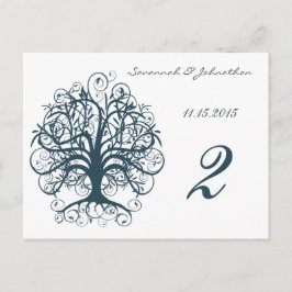 Tarjetas de números de tabla de árbol de Swirl azu
