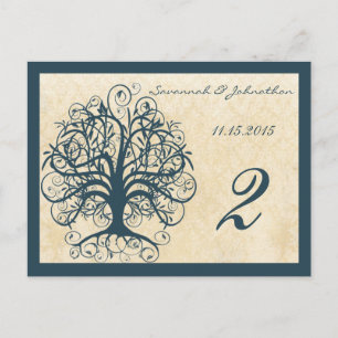 Tarjetas de números de tabla de árbol de Swirl ver