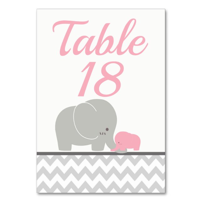 Tarjetas de números de tabla de Baby Shower | Plan (Anverso)