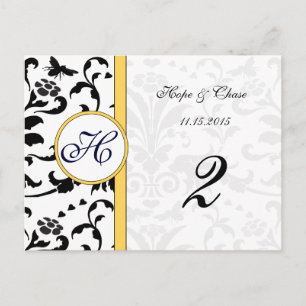 Tarjetas de números de tabla de Bee Damask Swimble