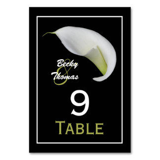Tarjetas de números de tabla de Boda de Calla Lily