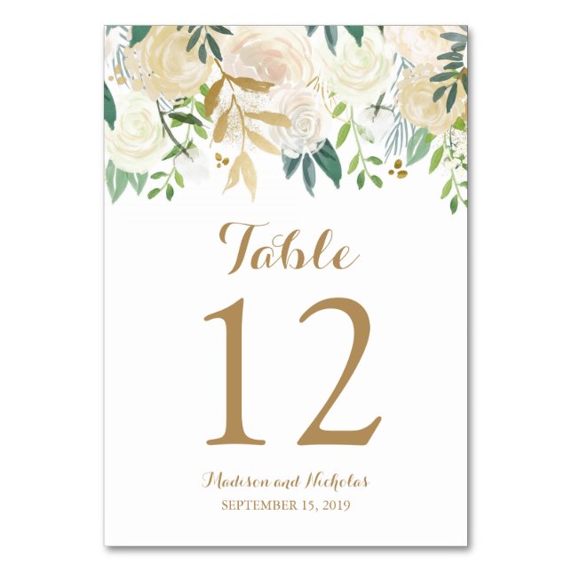 Tarjetas de números de tabla de Boda de flores bla (Anverso)