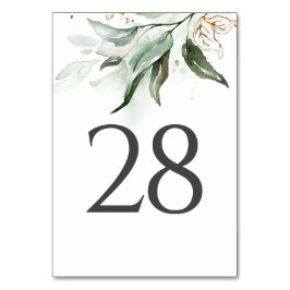 Tarjetas de números de tabla de Boda de verde y or
