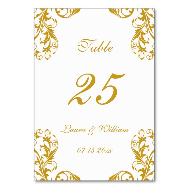 Tarjetas de números de tabla de boda | Diseño de D (Anverso)