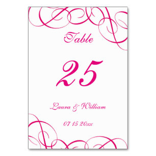 Tarjetas de números de tabla de boda Fuchsia Swi