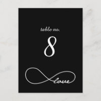 Tarjetas de números de tabla de Boda infinito de a