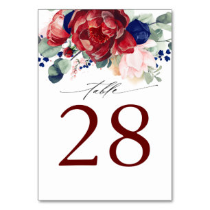 Tarjetas de números de tabla de Bodas azules de Bo