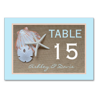 Tarjetas de números de tabla de Bodas Beach and Bu